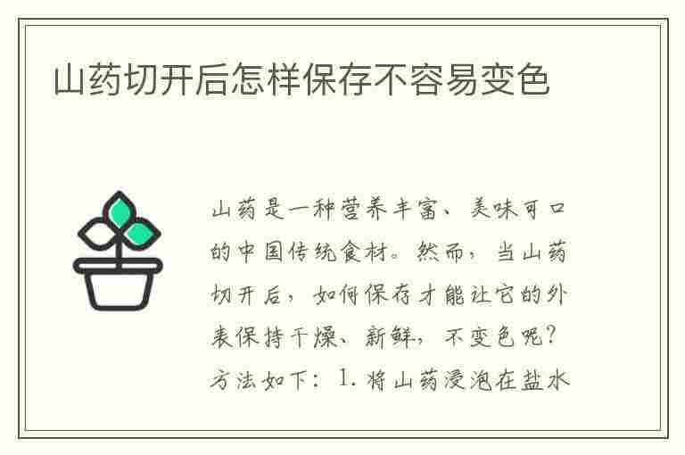 山药切开后怎样保存不容易变色